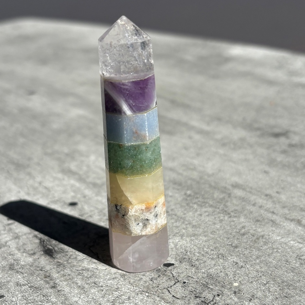 Pastel Rainbow Chakra Wand Obelisk Tower